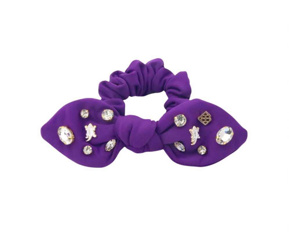NEW BRIANNA CANNON women's tcu logo bow scrunchie in purple